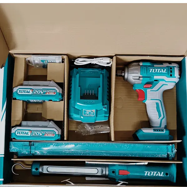 Taladro Impacto 20v 1/2 + 1 Lampara + 10 Copas + 2 Baterías