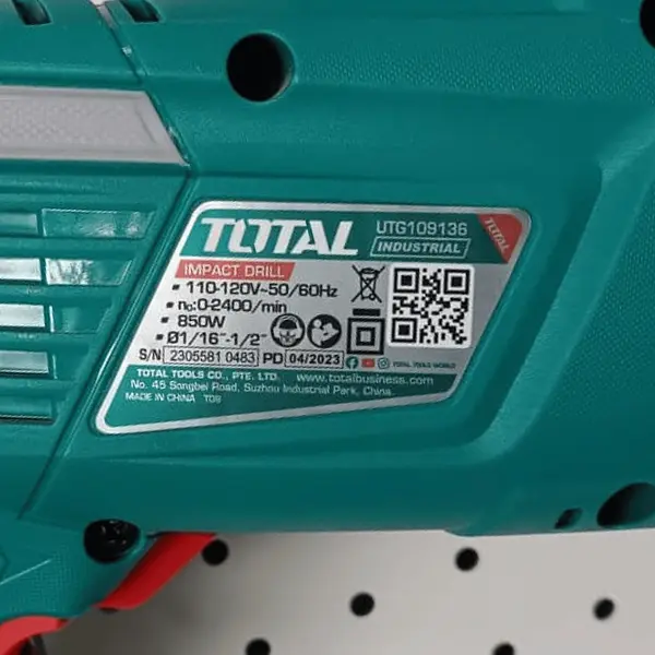 Taladro 850w 1/2" Percutor Industrial Total