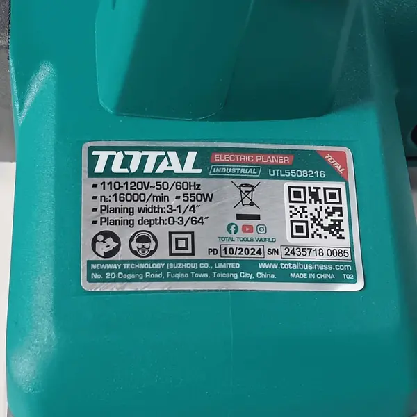Cepillo Eléctrico 550w 120v Total