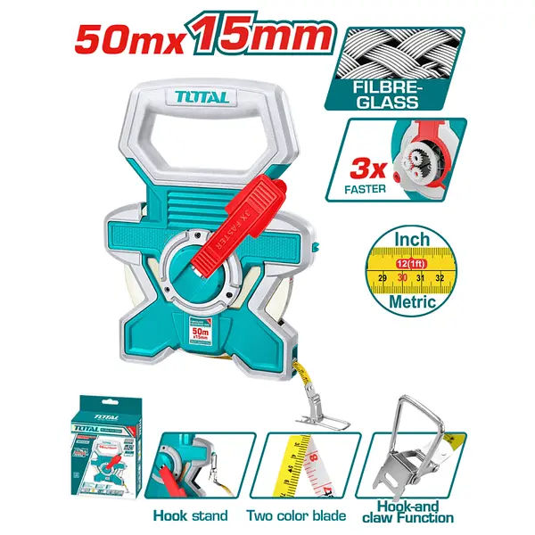 Decametro 50mts Industrial Fibra De Vidrio Total