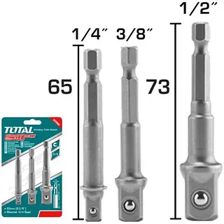 Juego De Adaptadores Para Copas De 1/4"-3/8"-1/2" 3pzs Total Juego De Adaptadores Para Copas De 1/4"-3/8"-1/2" 3pzs Total