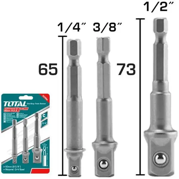 Juego De Adaptadores Para Copas De 1/4"-3/8"-1/2" 3pzs Total