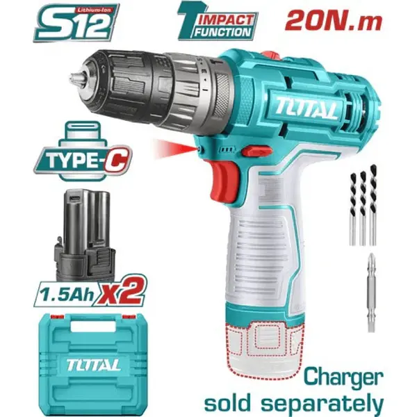 Taladro Inalámbrico 12v 3/8 + 2 Baterías 1.5 Ah Total