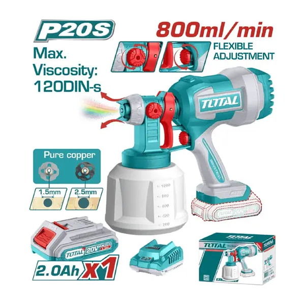 Pistola De Pintar 20v - 800ml + Batería 20v + Cargador Total