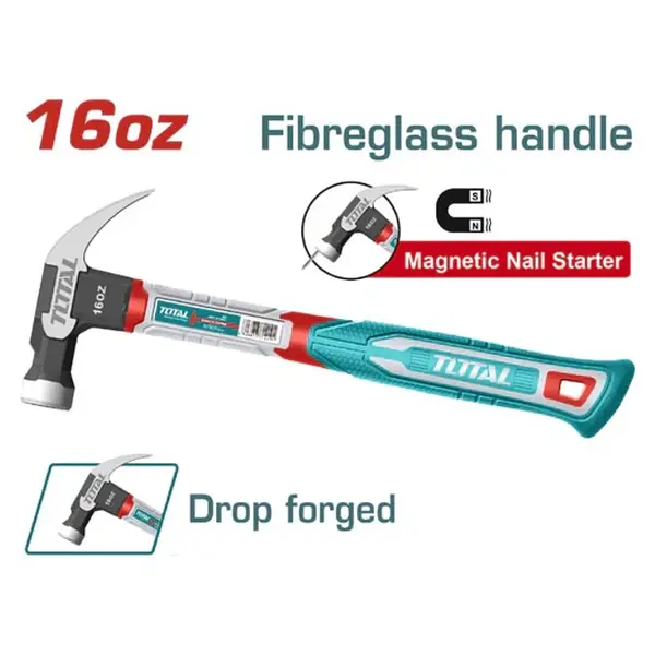 Martillo Imantado Mango Fibra De Vidrio 16oz Total