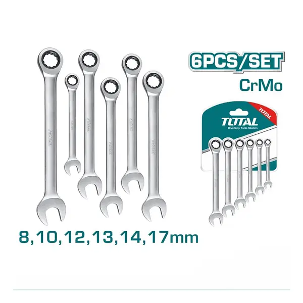 Llave Mixta Con Rachet 8-17mm - 6 Pcs Total