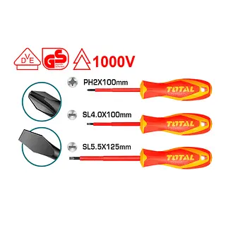 Juego De Destornillador Aislado 1000v Industrial 3pzs Total